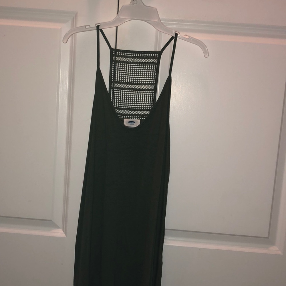 green sleeveless top